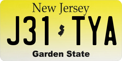 NJ license plate J31TYA