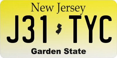 NJ license plate J31TYC