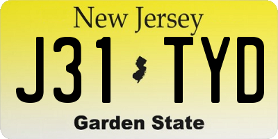 NJ license plate J31TYD