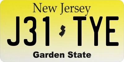 NJ license plate J31TYE