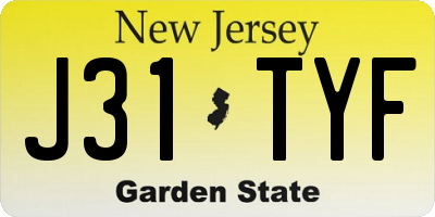 NJ license plate J31TYF