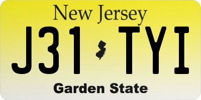 NJ license plate J31TYI