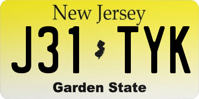 NJ license plate J31TYK