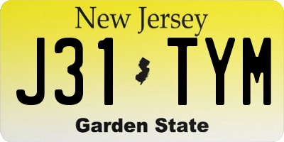 NJ license plate J31TYM