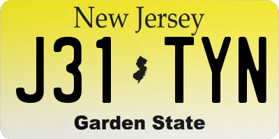 NJ license plate J31TYN