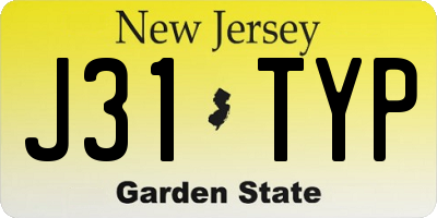 NJ license plate J31TYP
