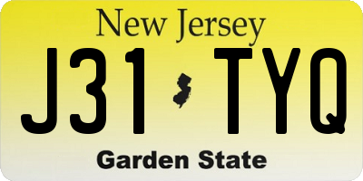 NJ license plate J31TYQ