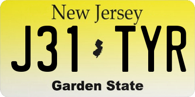 NJ license plate J31TYR