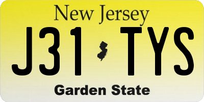 NJ license plate J31TYS