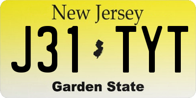 NJ license plate J31TYT
