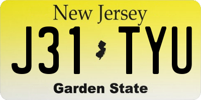 NJ license plate J31TYU
