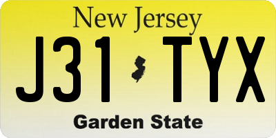 NJ license plate J31TYX