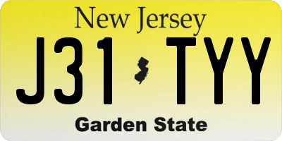 NJ license plate J31TYY