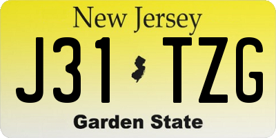 NJ license plate J31TZG