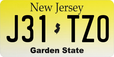 NJ license plate J31TZO