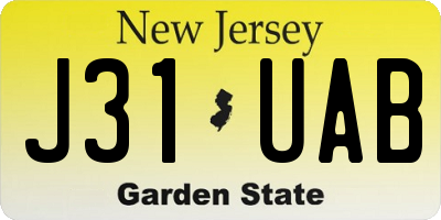 NJ license plate J31UAB