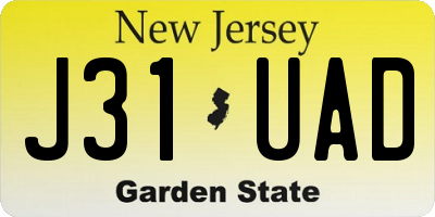 NJ license plate J31UAD