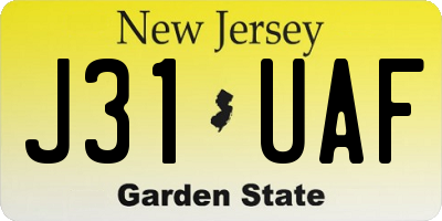 NJ license plate J31UAF