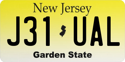 NJ license plate J31UAL