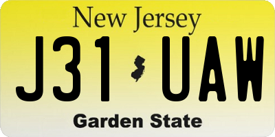 NJ license plate J31UAW
