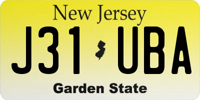 NJ license plate J31UBA