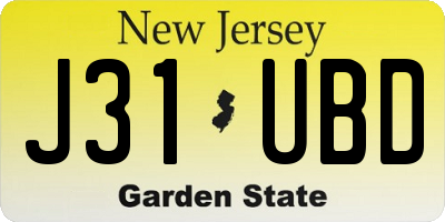 NJ license plate J31UBD