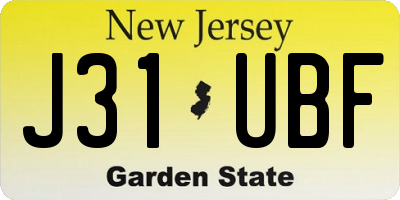 NJ license plate J31UBF