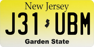 NJ license plate J31UBM