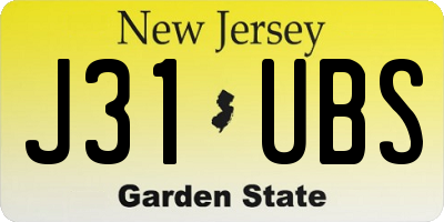 NJ license plate J31UBS