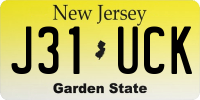 NJ license plate J31UCK