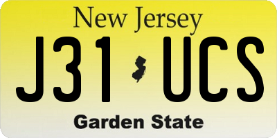 NJ license plate J31UCS