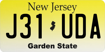 NJ license plate J31UDA