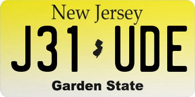 NJ license plate J31UDE