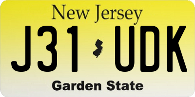NJ license plate J31UDK