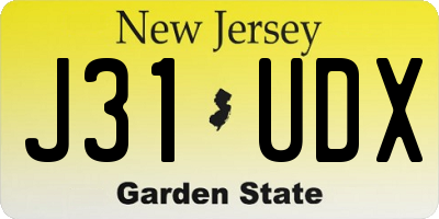 NJ license plate J31UDX