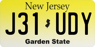 NJ license plate J31UDY