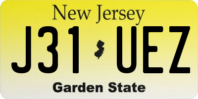 NJ license plate J31UEZ