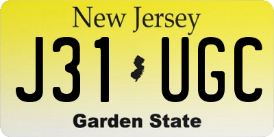 NJ license plate J31UGC