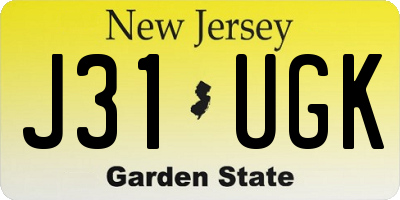 NJ license plate J31UGK