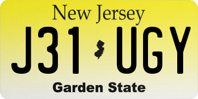 NJ license plate J31UGY