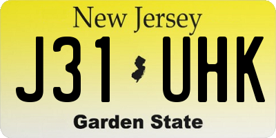 NJ license plate J31UHK