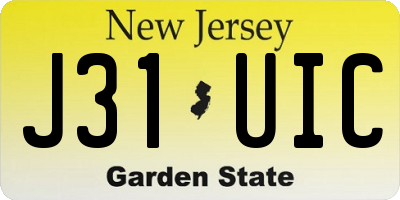 NJ license plate J31UIC