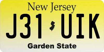 NJ license plate J31UIK