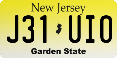 NJ license plate J31UIO