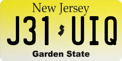 NJ license plate J31UIQ