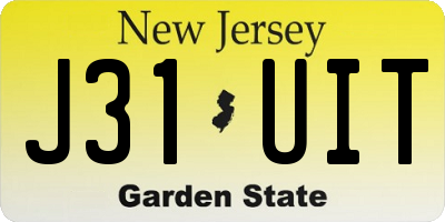 NJ license plate J31UIT