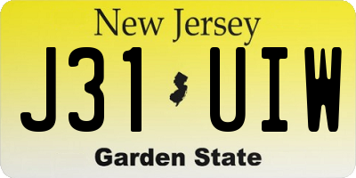 NJ license plate J31UIW
