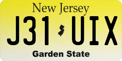 NJ license plate J31UIX