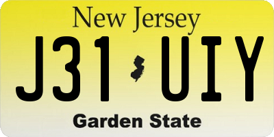 NJ license plate J31UIY
