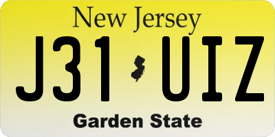 NJ license plate J31UIZ